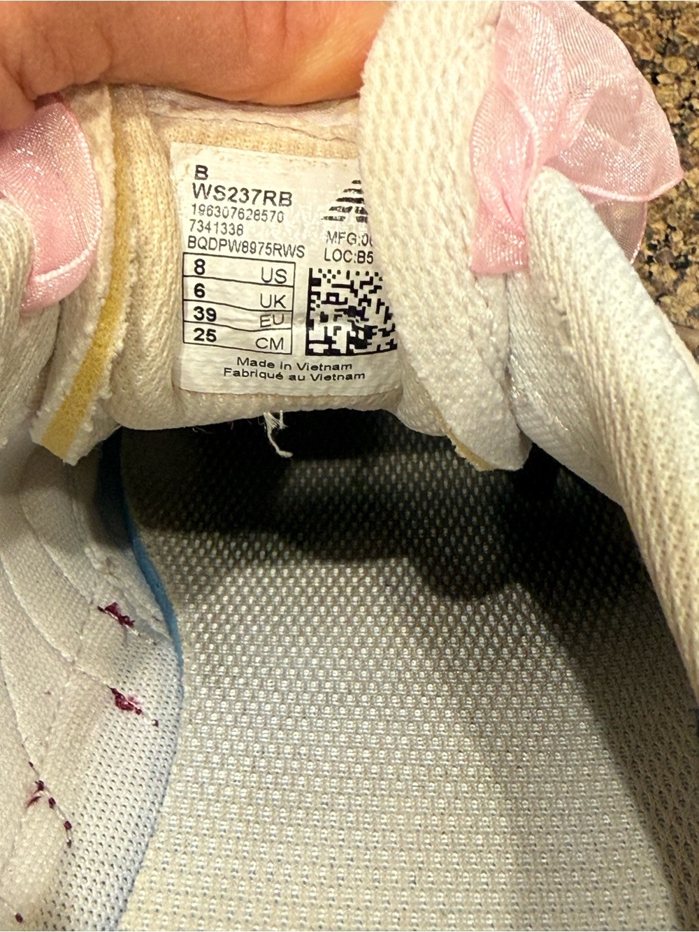 New Balance 237 White Pink and Maroon Women's Athletic Sneakers - Picture 6 of 8